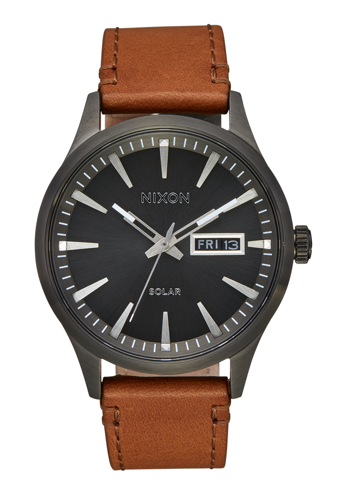 Sentry Solar Leather Watch | Gunmetal | Solar-Powered – Nixon US