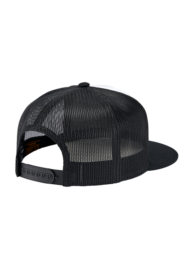 Branded Bills Flexfit Trucker Hat w/ Patch Grey with Black/White Leather Patch