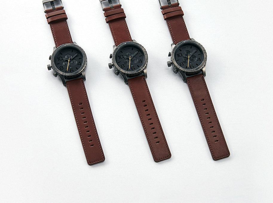 3 Nixon 51-30 Chronos customized laid out as groomsmen gift watches