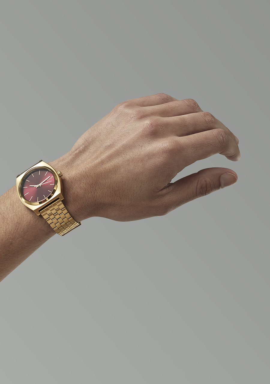 Time Teller Watch | Gold / Oxblood Sunray | Unisex Leather