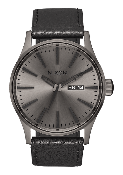 Sentry Leather Watch | Gunmetal / Black | Men's Leather – Nixon US