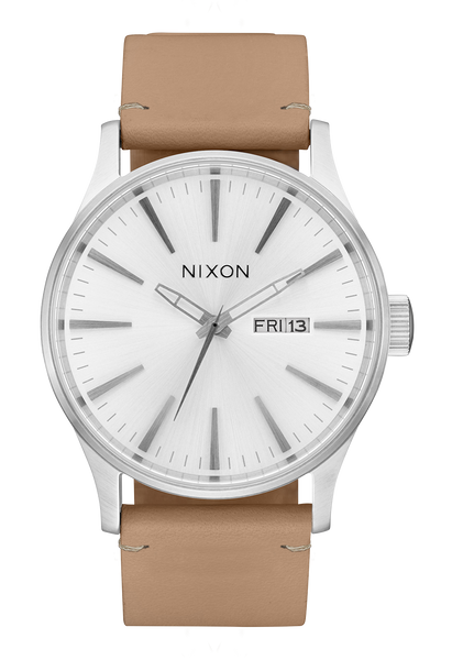 Sentry Leather Watch | All Silver / Tan | Men's Leather – Nixon US