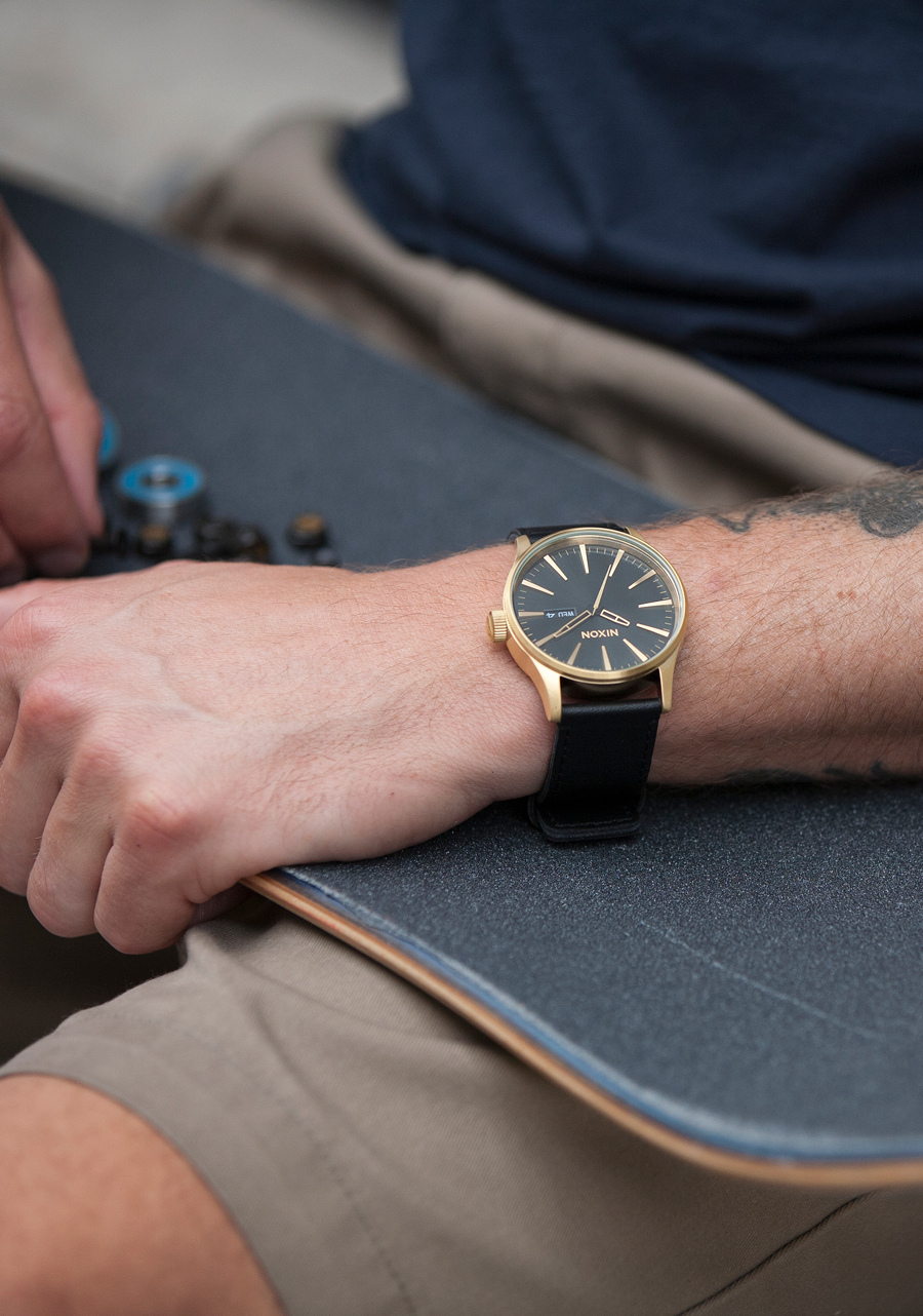 Gold and Black with Black Leather Band – Magnuson Watches