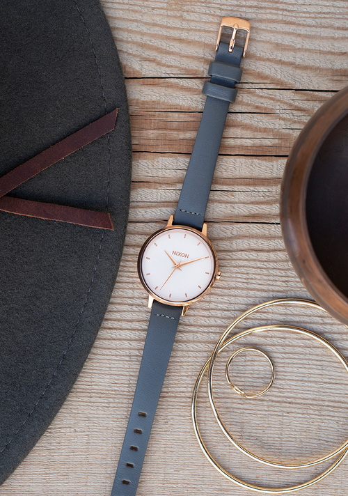 Medium Kensington Leather - Rose Gold / Gray