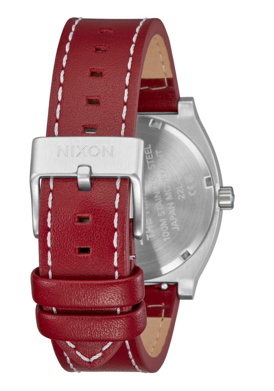 51-30 Chrono Leather Watch, Silver / Black / Cranberry