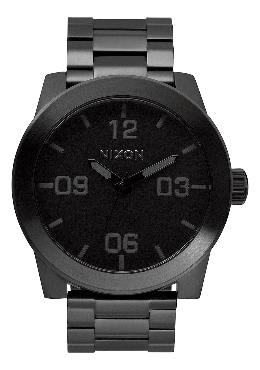 NIXON◆クォーツ腕時計/アナログ/ステンレス/BLK/BLK/SS/THE CORPORAL