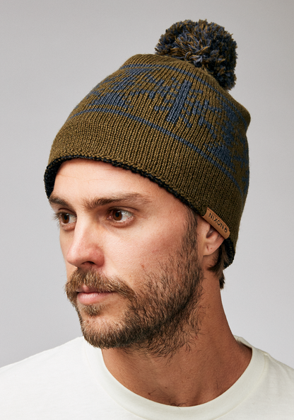 Meister Wool Pom Beanie - Olive / Multi View 3