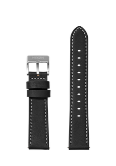 20mm Stitched Leather Band - Black