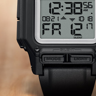 The Nixon Regulus digital watch up close.